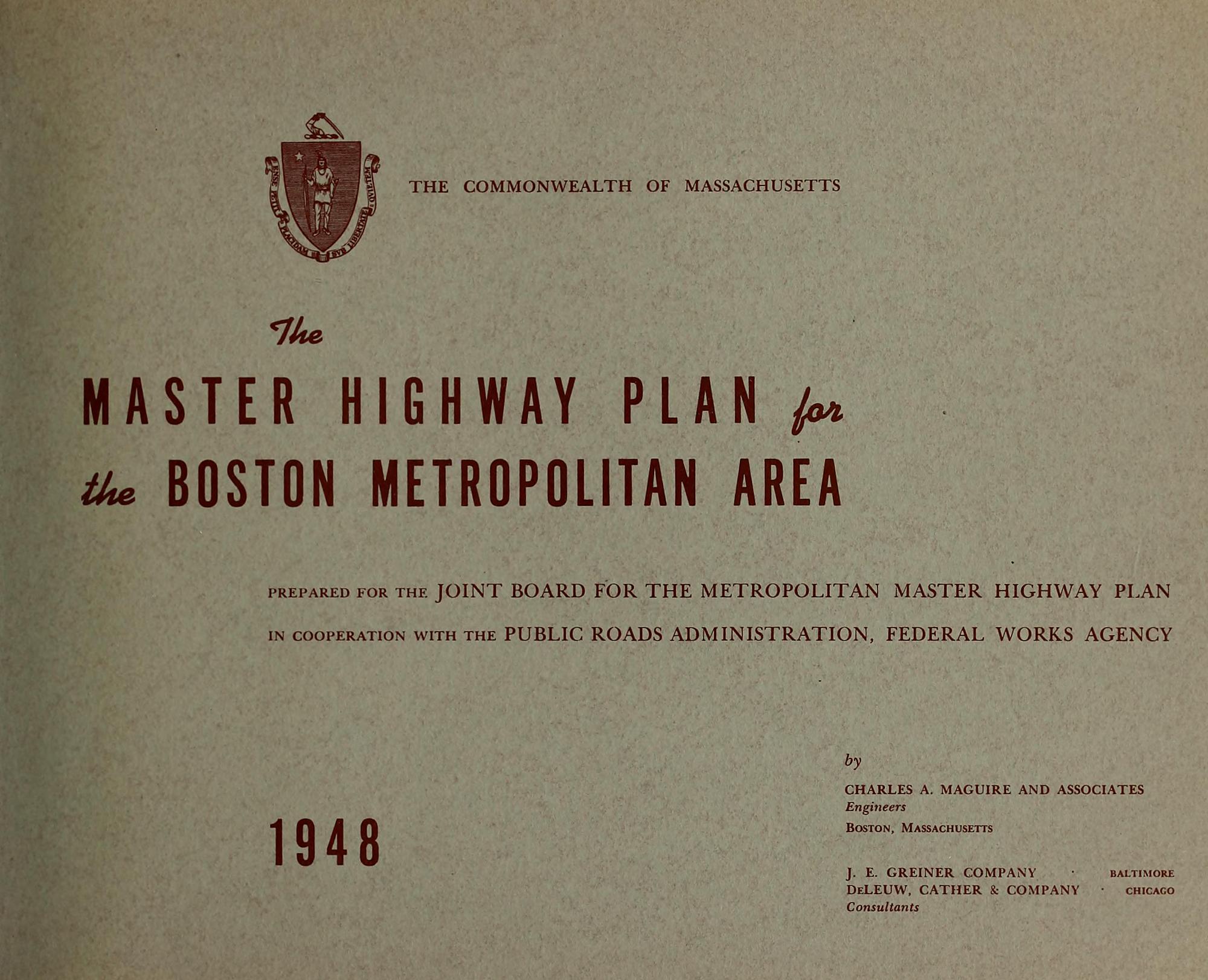 The Plan was compiled by Charles A. Maguire and Associates of Boston, J. E. Greiner Company of Baltimore, and De Leuw, Cather &amp; Company of Chicago.
